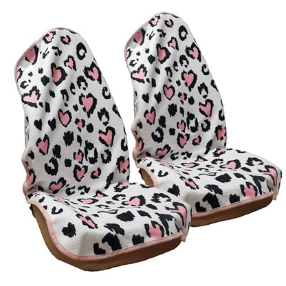 Car Seat Cover Protector Front Seats (2Pcs Front Seat Towel / Leopard Print)