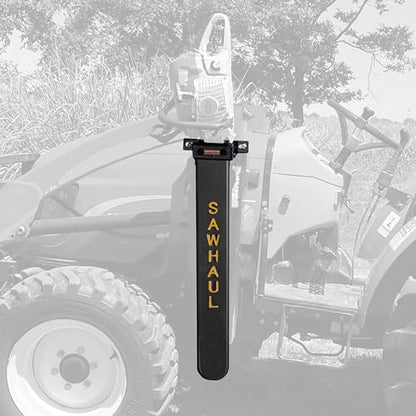 Snap Lok Universal Chainsaw Carrier Kit for Tractors and Skid Steers (Rotating - Tractors / 36 Inch Scabbard / Yellow)