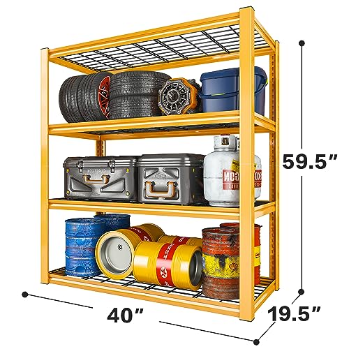 40" W Yellow Garage Shelving with Double (Orange)