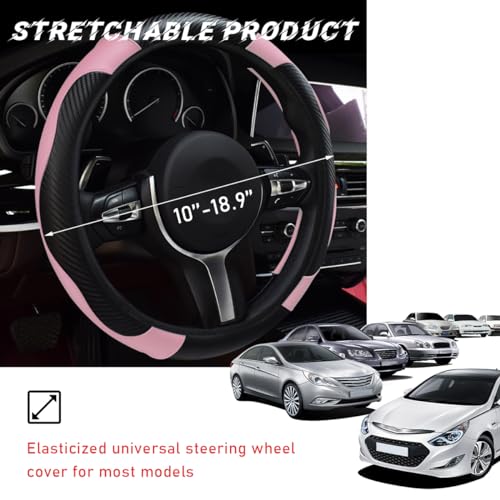 Car Steering Wheel Cover (Black+Pink)