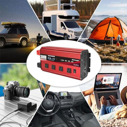 3000W Power Inverter 24V to 110V (Red / 3000W-24V)