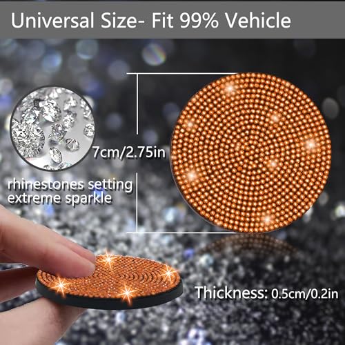 2pcs Bling Car Cup Holder Coaster (Orange / 2pcs)