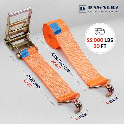 Heavy Duty 4 Inch x 30 Ft Ratchet Straps (4 inch X 30 ft 22000 lbs)