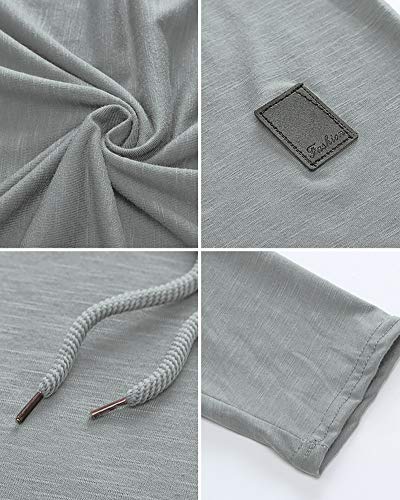 Mens Fashion Hoodies Sport Pullover Solid Color Shirt Workout Lightweight Tops Light Grey (Large / Light Grey1)