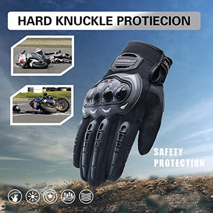Motorcycle Gloves Touch Screen Full Finger Riding Gloves Knuckle Protection for Men and Women for Dirt Riding (Black / XX-Large)