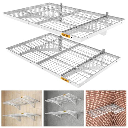 2x3ft 2Pack Wire Shelving Unit Heavy Duty Garage Storage Shelves Wall Mounted White 560lbs Load Capacity（24 (2x3ft / White)