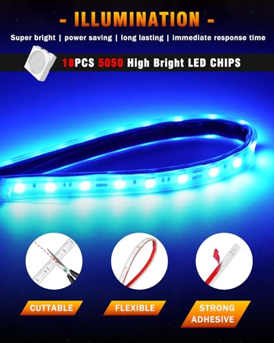 12V LED Strip Lights Blue 32CM Waterproof for Car Boat Motorcycle Pack of 6 (Blue)