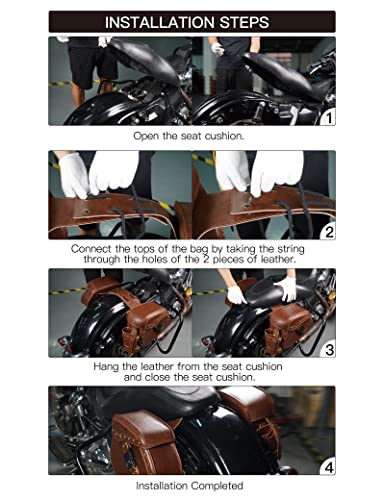 Saddle Bags PU Leather Motorcycle Saddlebags (Brown)