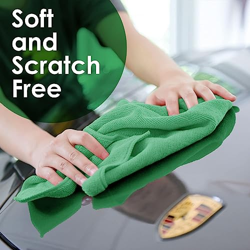 Microfiber Cleaning Cloths (Pack of 36 - 16x16 Inches / Green)