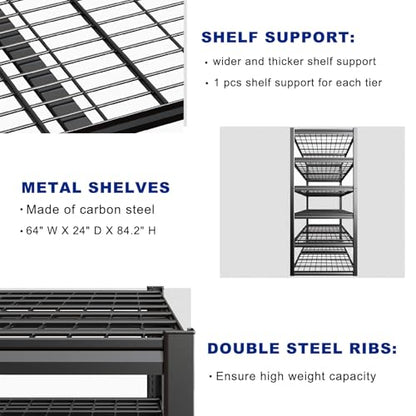64" Wide 6 Tier Garage Shelving Unit (64"Wx24"Dx84H | 6 Tier)