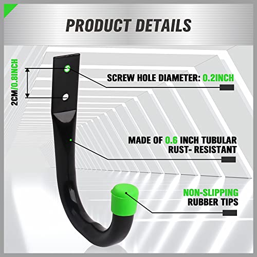 SWANLAKE Heavy Duty Garage Storage Utility Hooks (Green)