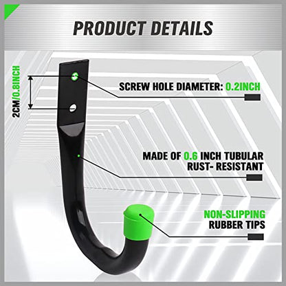 SWANLAKE Heavy Duty Garage Storage Utility Hooks (Green)