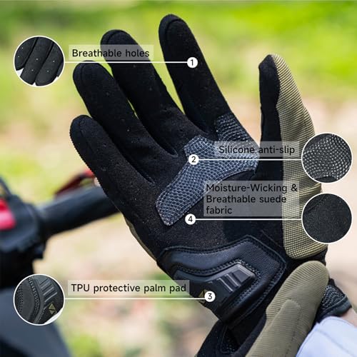 High Protection Motorcycle Gloves for Men (Medium / Green)