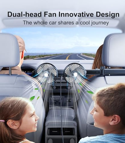 Long Arm Dual Head Car Cooling Fans for Back Seat for Kids (USB Powered-Long Arm)