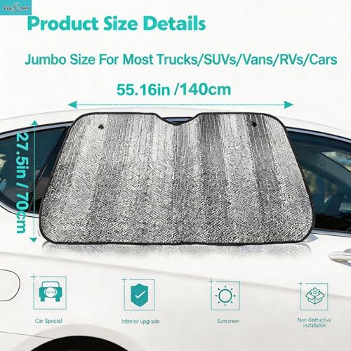 Car Windshield Sunshade UV Ray Reflector Auto Window Sun Shade Visor Shield Cover (Silver)