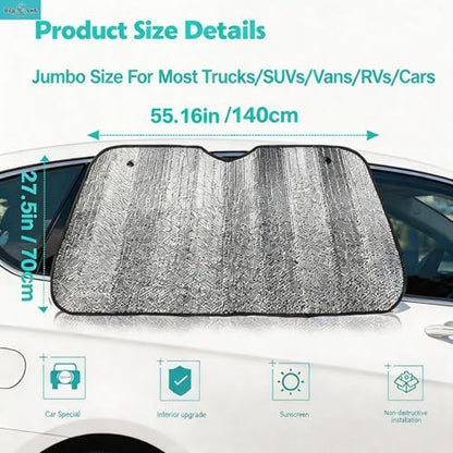 Car Windshield Sunshade UV Ray Reflector Auto Window Sun Shade Visor Shield Cover (Silver)