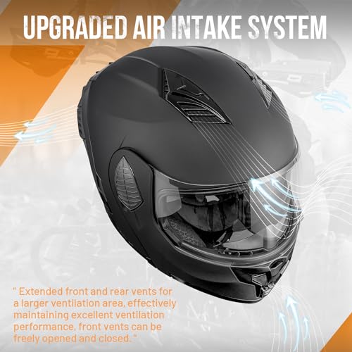 Modular Motorcycle Helmets Full Face Flip up Street Bike Motorcycle Helmet for Unisex Adult Model (Matte Black / Medium)