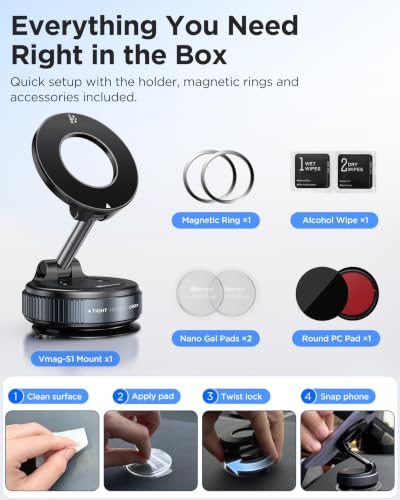Vacuum Magnetic Phone Holder (Black)