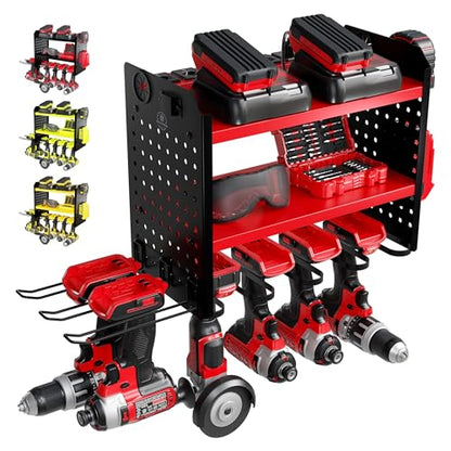Power Tool Organizer Wall Mount (6 Drill Holder / Red)