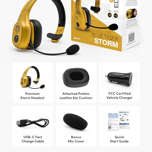 Storm Gold Wireless Trucker Bluetooth Headset with Mic (Gold / Storm Gold)