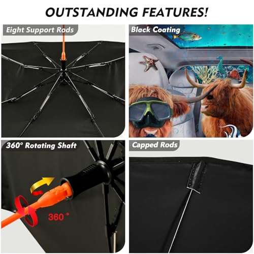 Funny Cow Car Windshield Sun Shade Umbrella Car Sunshade Cow Car Accessories Blocks Uv Rays Keeps Car Cool Sun Shade Car Windshield Cover Blocks UV Rays Automotive (One Size / Funny Cow)