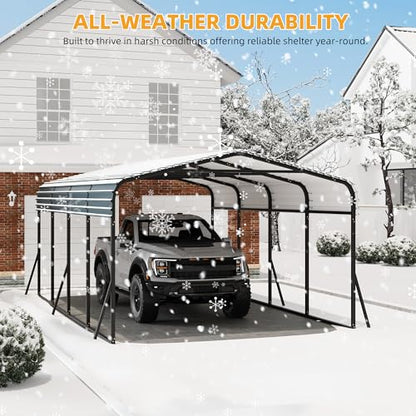 12' x 20' Heavy Duty Metal Carport with Galvanized Steel Roof (12x20FT)