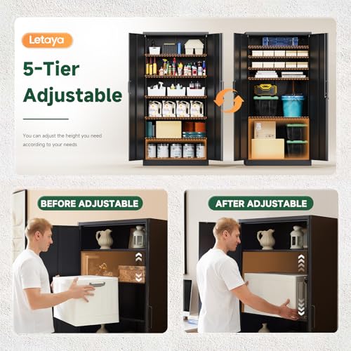 Metal Garage Storage Cabinets with Lock (72 X 36 X 18 In(H X W X D) / Black)