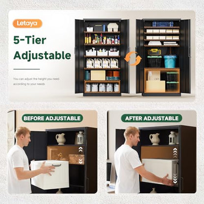 Metal Garage Storage Cabinets with Lock (72 X 36 X 18 In(H X W X D) / Black)