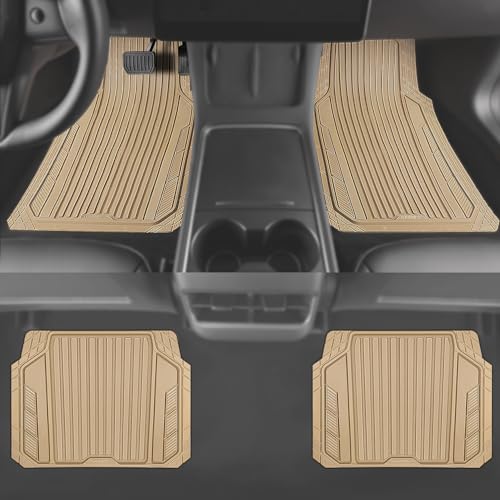Heavy Duty Sporty Rubber Car Mats (beige)