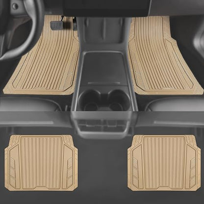 Heavy Duty Sporty Rubber Car Mats (beige)