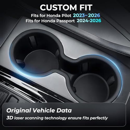 Center Console Cup Holder Inserts for Honda Pilot 2023 (For 23-26 Pilot & 24-26 Passport/Ridgeline)