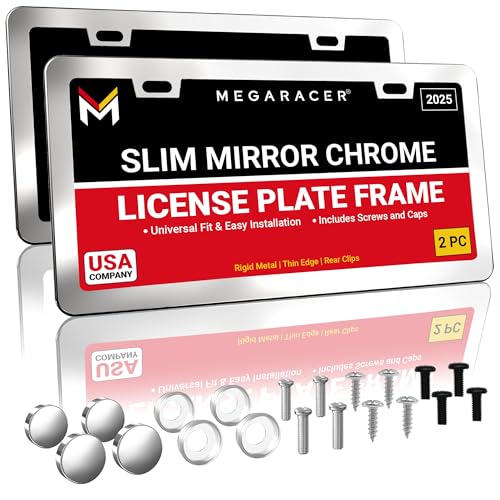 Premium Slim Mirror Chrome License Plate Frames (Chrome / 2 Piece)
