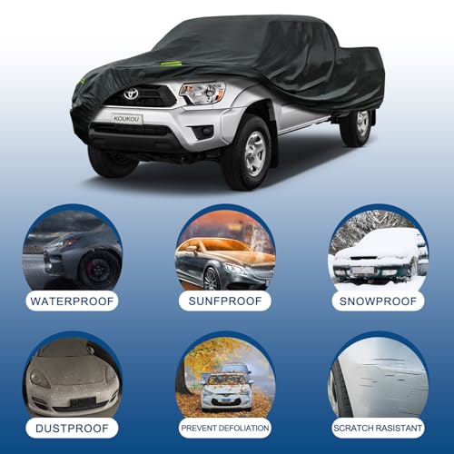 Waterproof Pickup Truck Cover All Weather (Truck M+ up to 220", Max Cab Length 158" / black)