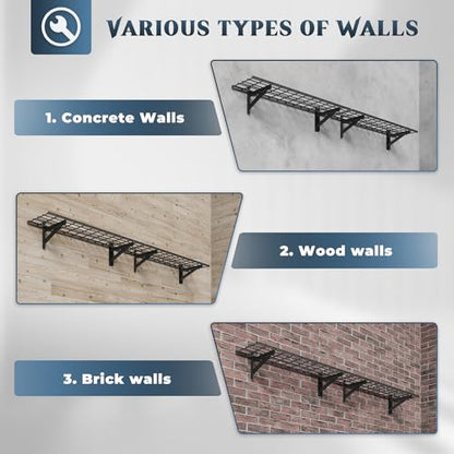 2 Pack Wall Mounted Garage Shelving (2 pack-1x4ft)