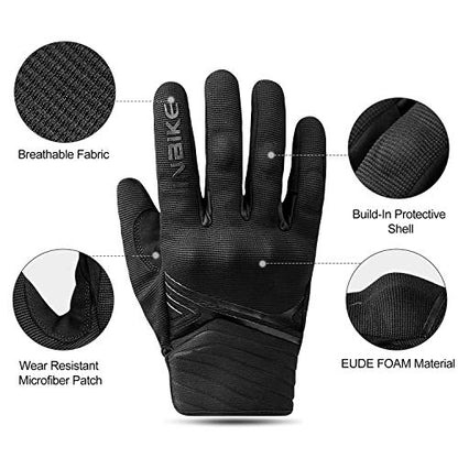 Motorcycle Gloves Breathable Mesh Touchscreen Hard Knuckles (Black / Small)