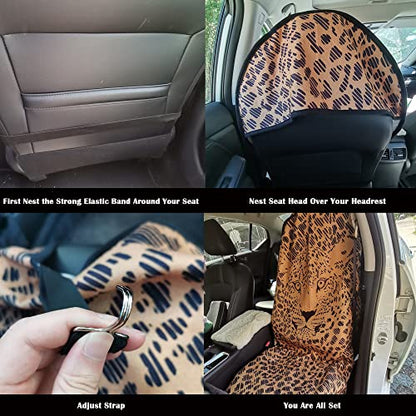 Car Seat Cover Protector Front Seats (2Pcs Front Seat Towel / Leopard)