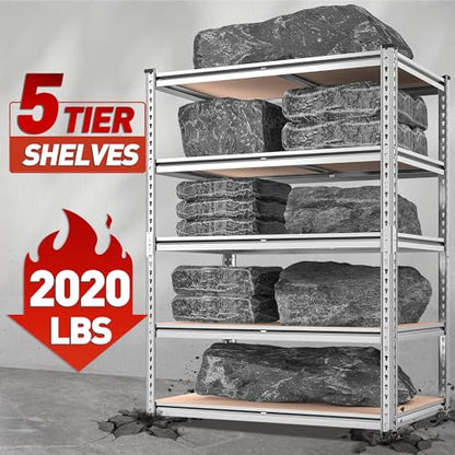 2020LBS Garage Shelving Heavy Duty Metal Shelving 5 Tier Storage Shelves (Galvanized)