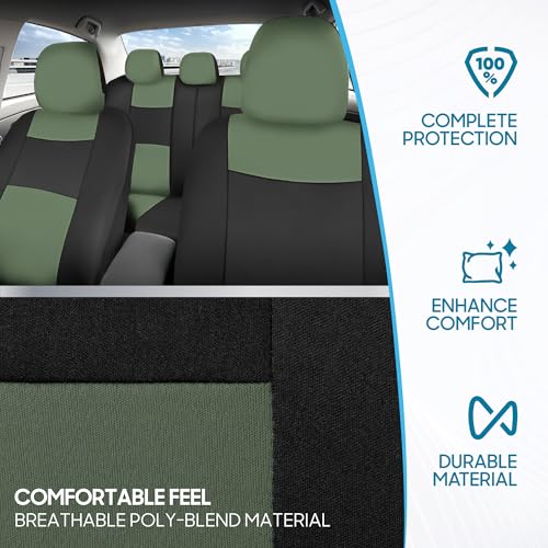 PolyPro Car Seat Covers Full Set in Green on Black (Green)