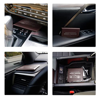 Car Registration and Insurance Card Holder (Leather Brown)