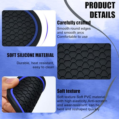 4PCS Car Cup Holder Coasters (Black/Blue)