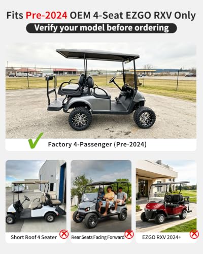 Golf Cart Enclosure 4 Passenger for EZGO RXV 80" Extended Roof (for EZGO RXV 4 Passenger Extended Roof / Black)