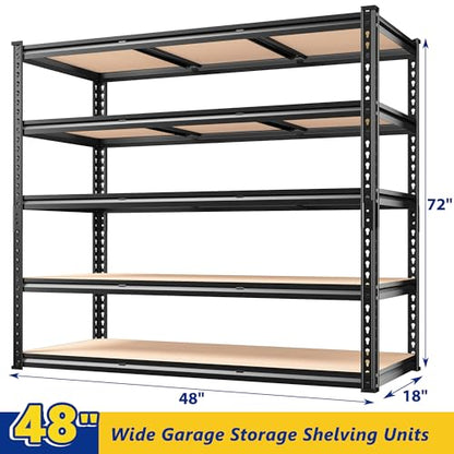 3000LBS Garage Shelving for Warehouse (48" W x 72" H x 18" D)