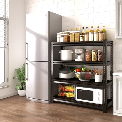 48" W Garage Shelving Heavy Duty (Black / 48”W x 16”D x 72”H)