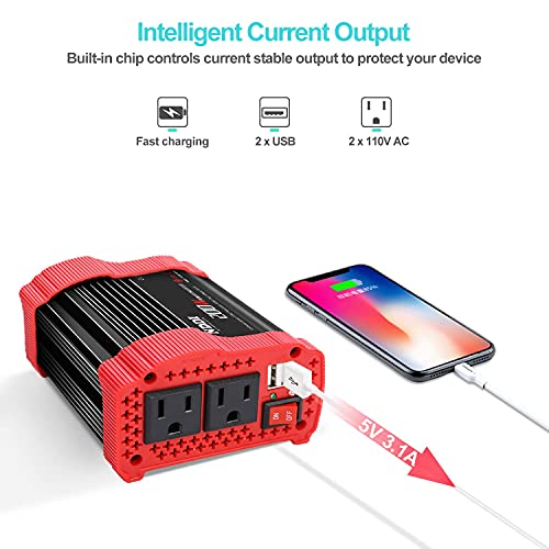 200W Car Power Inverter (200W Red)