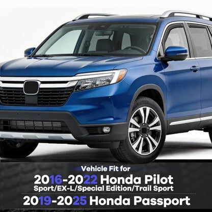 in Channel Rain Guards Fit for Honda Pilot 2016 (For 2019-2025 Passport)