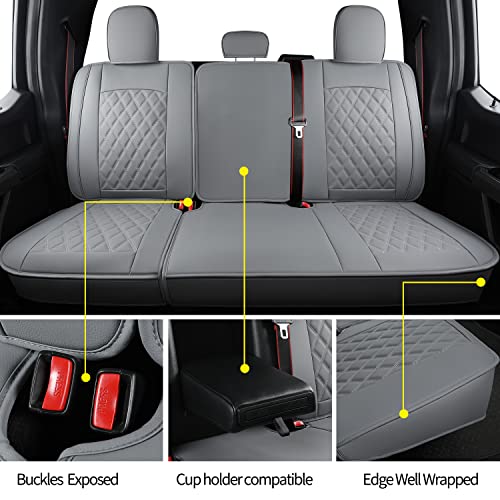 F150 Faux Leather Seat Covers Fit for 2015 ((2015-2026) Full Set / Black&Gray)