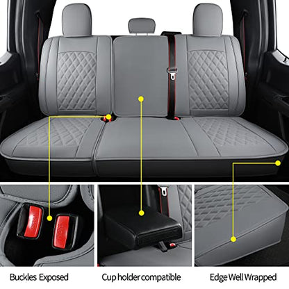 F150 Faux Leather Seat Covers Fit for 2015 ((2015-2026) Full Set / Black&Gray)