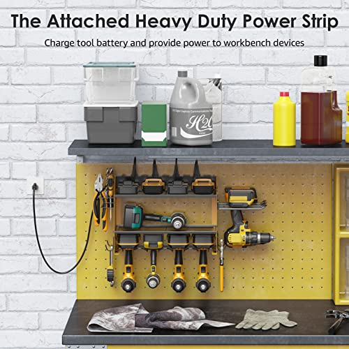 Modular Power Tool Organizer Wall Mount Charging Station (Yellow / 6FT Cord)