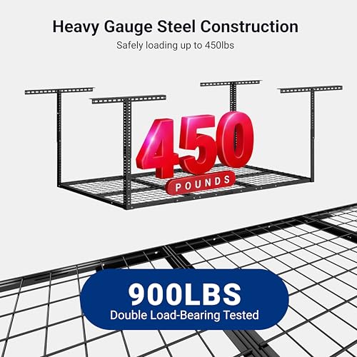3x6 Overhead Garage Storage Adjustable Ceiling Rack (Black / 3x6 ft)