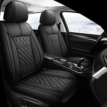 Leather Car Seat Covers Front Pair (B-BLACK / FRONT SET)